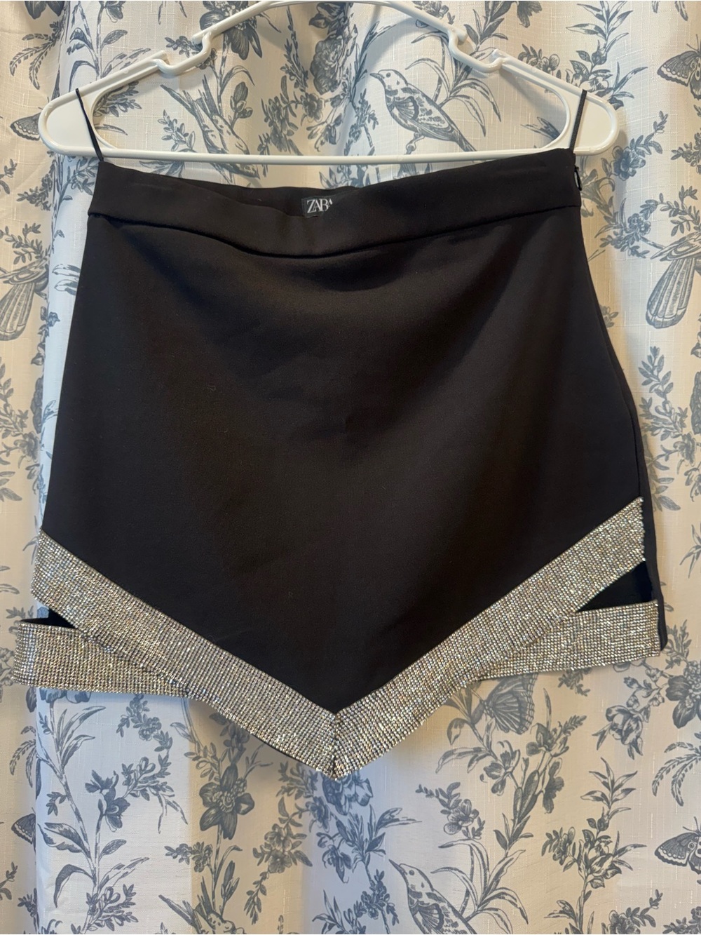 Zara Black Shirt with Crystal Chevron Trim